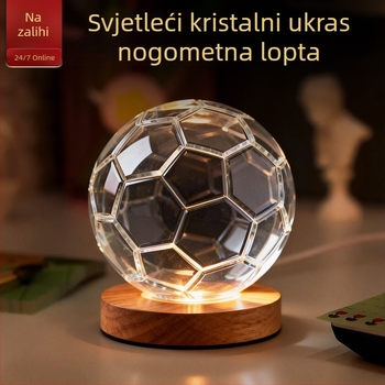 Kristalna nogometna figura sa svjetlom, moderan minimalistički dizajn