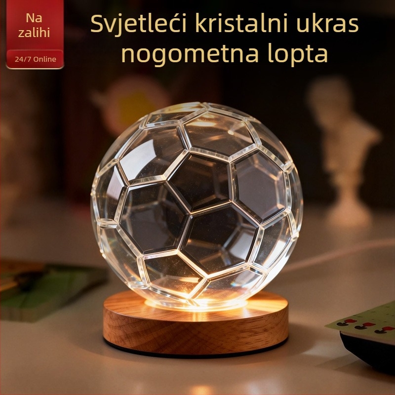 Kristalna nogometna figura sa svjetlom, moderan minimalistički dizajn