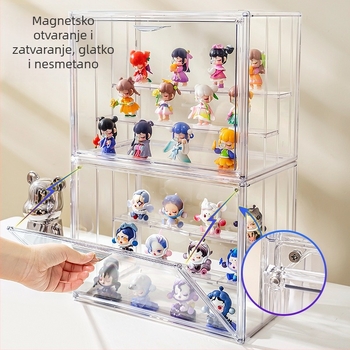 PET kutija za pohranu i izlaganje blind boxa, magnetski prozirni kućište protiv prašine — stolni stalak za figure