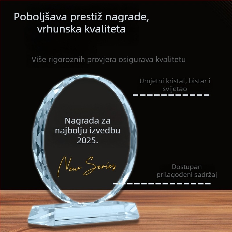 Krištalni kubni trofej sa suncokretom, bijeli kristal - dekorativni poklon