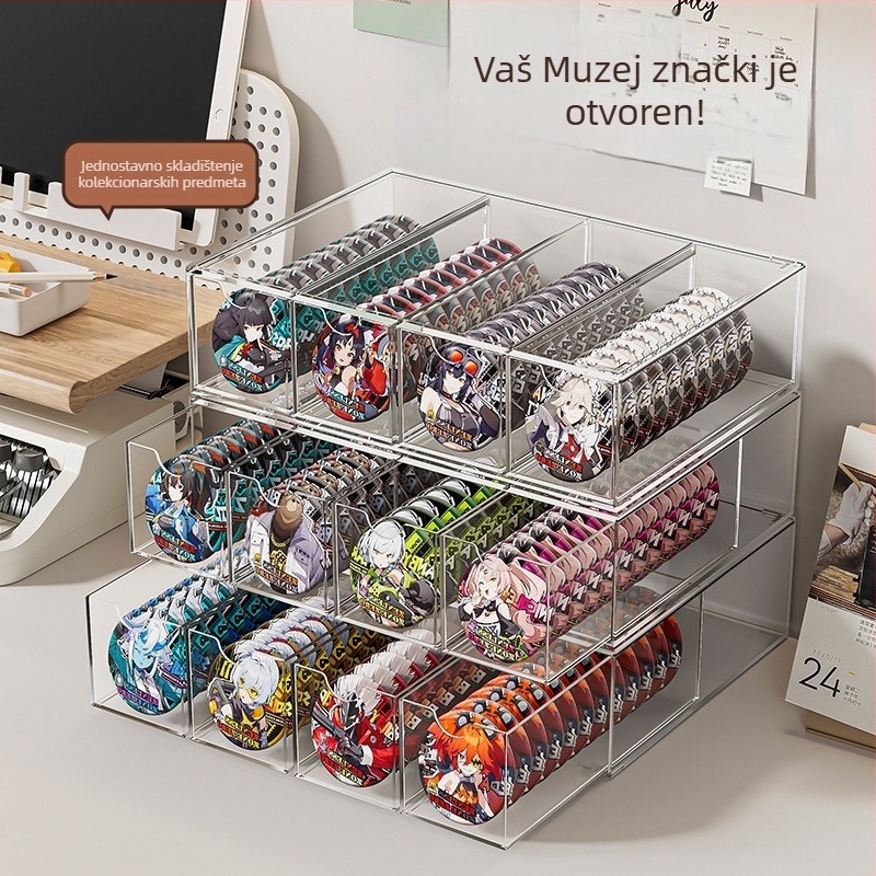 Prozirni stalak za izlaganje, složiva kutija za značke, velik kapacitet