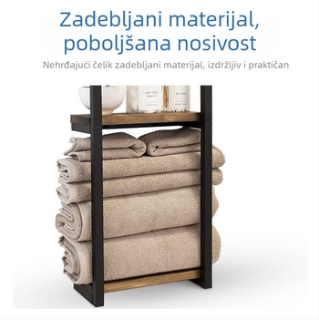 Zidni držač ručnika za kupaonicu, odvojivi, dvostruki sloj, od kovanog željeza i drveta