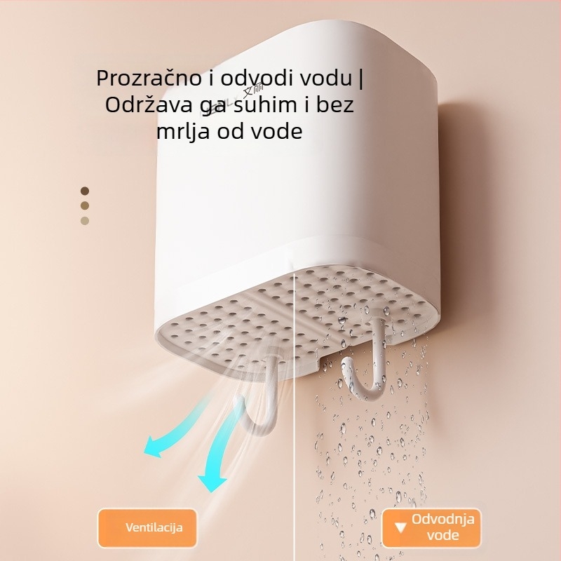 Zidni organizator za kupaonu – za četkice za zube, pastu za zube i četke za šminku, bez bušenja