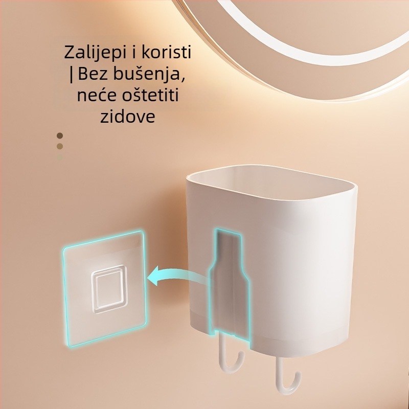 Zidni organizator za kupaonu – za četkice za zube, pastu za zube i četke za šminku, bez bušenja