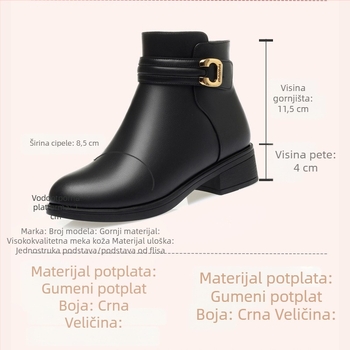 Ženske kratke čizme od mikrovlakna s kopčom, podstavljene fleeceom, tople i udobne, debeli potplat, zimski stil