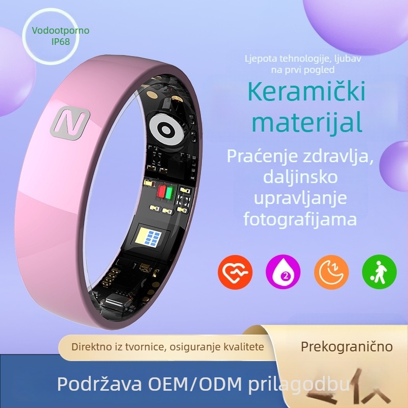 Prilagođeni keramički NFC prsten za kontrolu pristupa, praćenje otkucaja srca i zasićenja kisikom, daljinska njega zdravlja