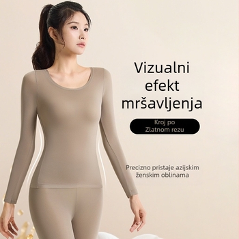 Camellia ženski termalni komplet – bezšivni gornji dio s okruglim izrezom i dugi rukavi, hlače za jesen-zimu