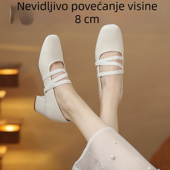 2026 nove ženske Mary Jane cipele u francuskom stilu, s skrivenom 8 cm petom, plitkim otvorom, slip-on kožne cipele