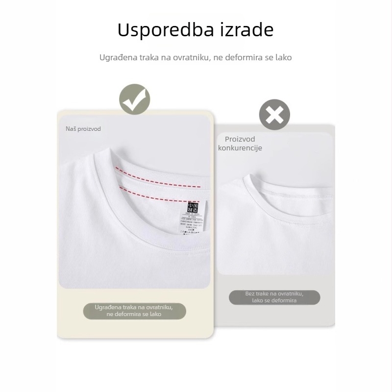 Djevojački pamukasti T-shirt kratkih rukava, ljeto 2025, jednobojni, okrugli izrez, opušten kroj, casual stil