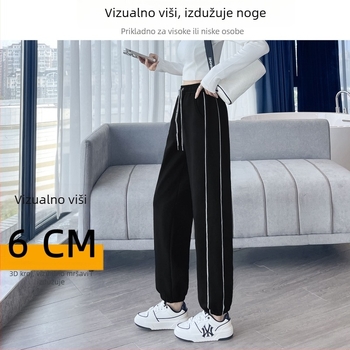 Ženske hlače plus size za proljeće i jesen, novi stil, široki kroj, vizualno sužavaju siluetu, sportsko–opuštajuće hlače