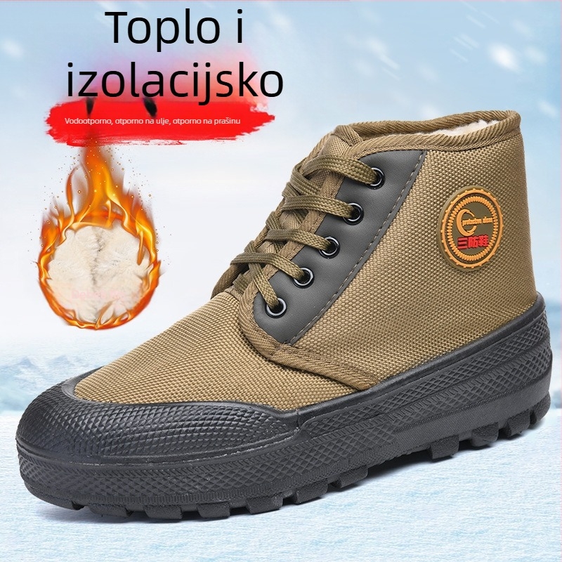 Muške zimske čizme s debelom vunenom podstavom, tople i protukliznim potplatom
