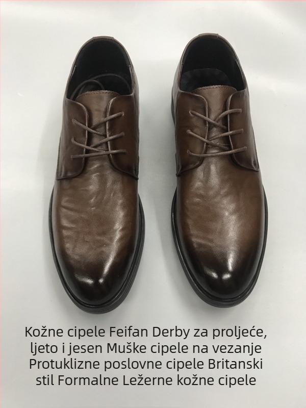Muške derby cipele od teleće kože, vezanje, protivklizne, poslovne i casual, britanski stil, retro gravirani uzorak