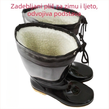 Muške kišne čizme srednje visine s pamukom u unutrašnjosti, protuklizne i otporne na habanje, odvojiva topla podstava, gumene kišne čizme
