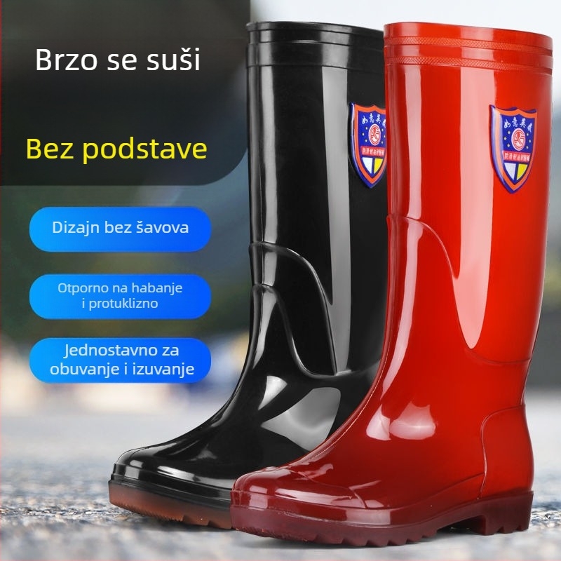 Muške gumene čizme za kišu s fleecem u unutrašnjosti i debelim potplatom, vodootporne