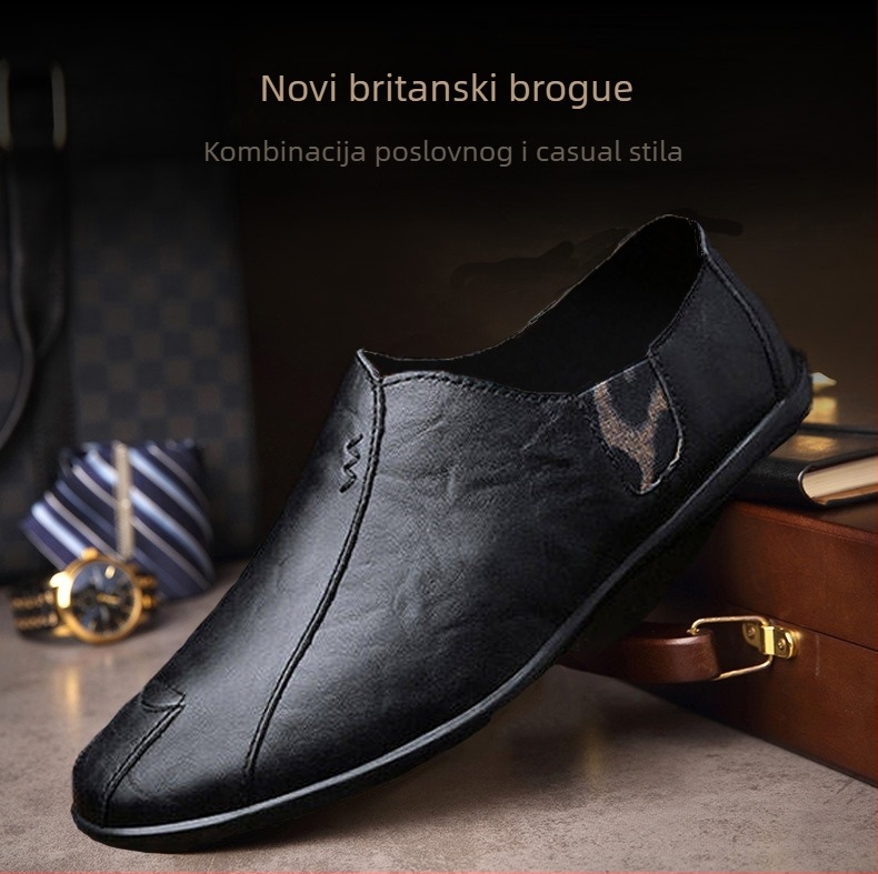 Muške slip-on loaferice od kože, proljeće 2023, casual, četiri sezone, korejski stil, britski stil