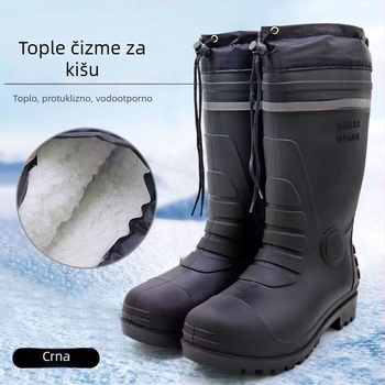 Muške PVC čizme za kišu s toplom podstavom i ovčjom kožom, vodootporne, protuklizne, tople