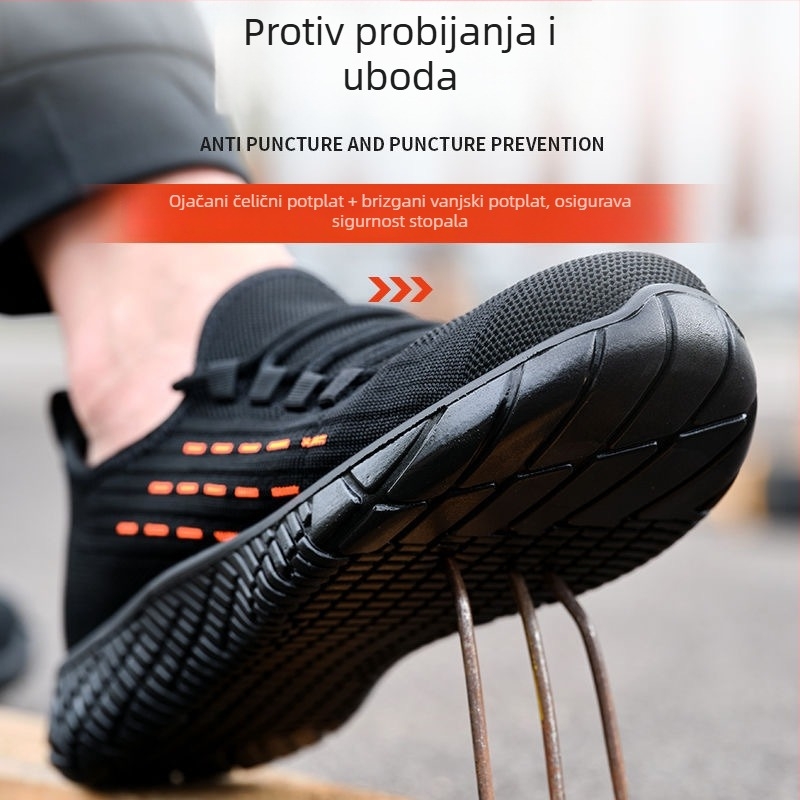 Ljetne muške zaštitne radne cipele s zaštitom od udaranja i probijanja, prozračne, lagane, izdržljive s čvrstom potplatom