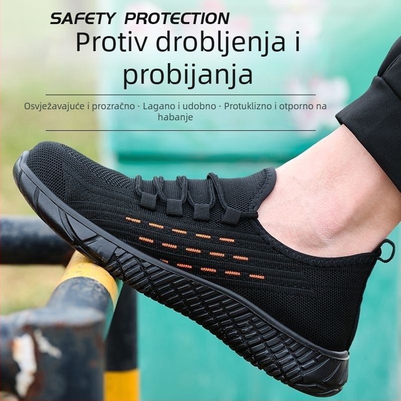 Ljetne muške zaštitne radne cipele s zaštitom od udaranja i probijanja, prozračne, lagane, izdržljive s čvrstom potplatom
