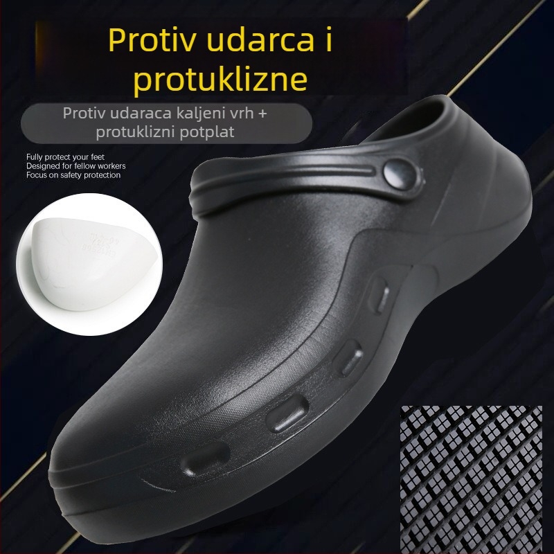 Unisex cipele za kuhare s protukliznom, čelična zaštita prstiju, vodootporne, lagane EVA radne cipele