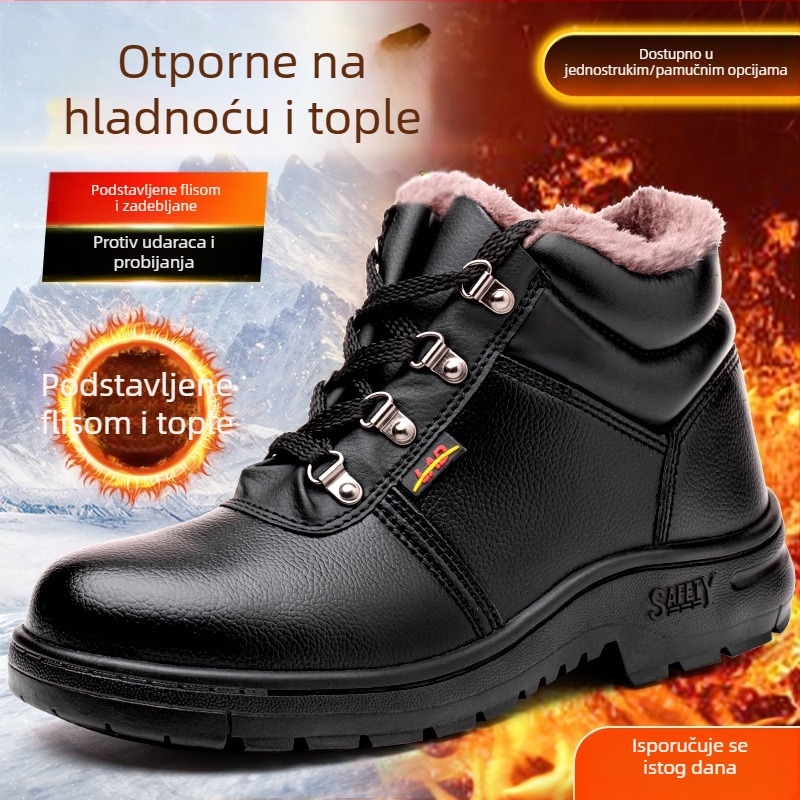 Zimske cipele za zaštitu s čeličnim prstom, otporne na udarce i probijanje, vodootporne, tople i izdržljive, muške radne cipele