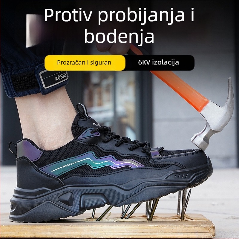 Cjelogodišnje sigurnosne cipele s čeličnim prstom, zaštita od udara i prodiranja, izolirane, prozračne, lagane, mekana potpetica