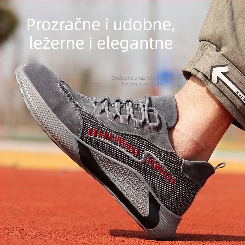 Muške zaštitne radne cipele za četiri sezone, brušena koža (suede), prozračne, mekane, s zaštitom od lomljenja i probijanja