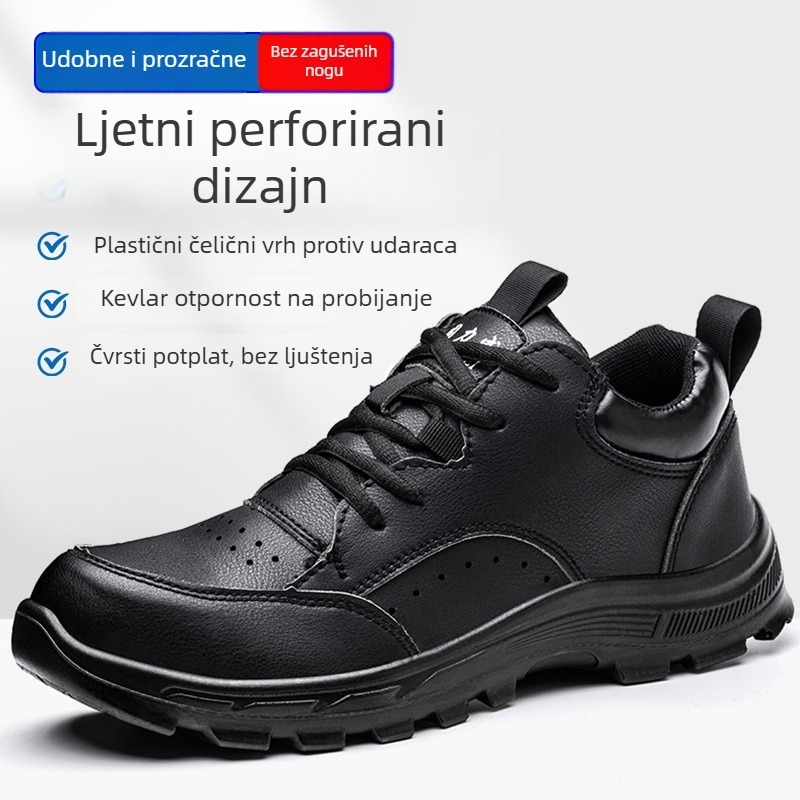 Muške sigurnosne cipele s plastično‑čeličnim prstom, otporne na udarce i perforaciju, lagane i udobne, Kevlar izolacija, četiri sezone, obuća za gradilište