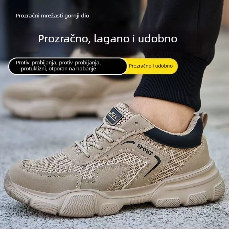 Muške ljetne radne cipele s zaštitom od udara i perforacije, prstni dio od plastiko-čelika, izolirane, lagane, prozračne, otporne na habanje, protiv mirisa
