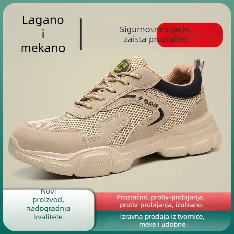 Muške ljetne radne cipele s zaštitom od udara i perforacije, prstni dio od plastiko-čelika, izolirane, lagane, prozračne, otporne na habanje, protiv mirisa
