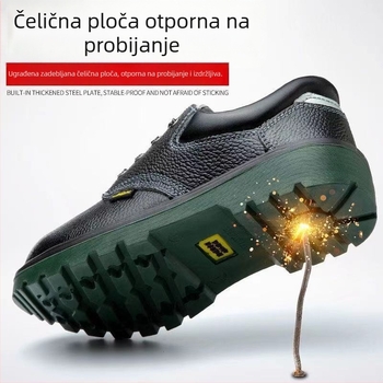 Muške sigurnosne cipele s čeličnim prstom od kože bivola – otporne na udarce i probijanje, zimske radne cipele, antistatične, otporne na habanje