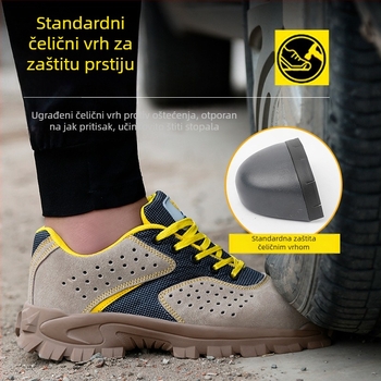 Muške ljetne cipele za zaštitu s čeličnom kapom, otporne na udarce i probijanje, protuklizne, za zavarivanje, lagane i prozračene