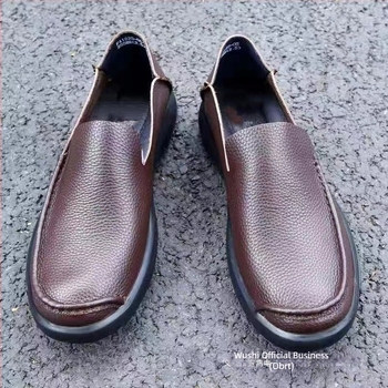 Muške slip-on cipele od goveđe kože, prozračne ljetne kožne cipele bez vezica, za vožnju, mekana potplata