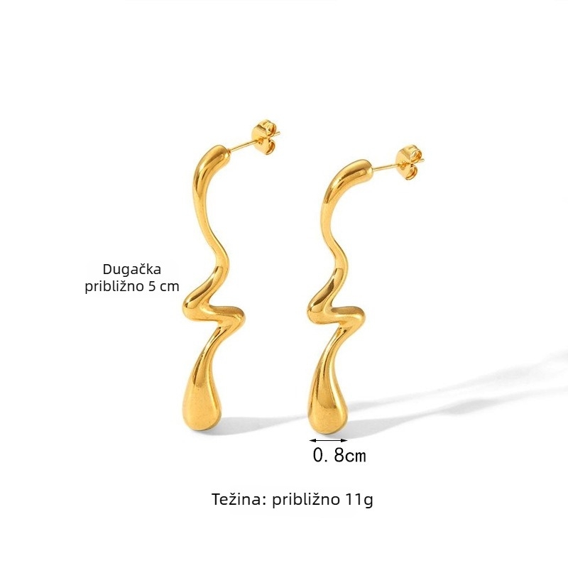 Ženske naušnice od titan čelika s oblikom lavne kapljice, minimalistički geometrijski dizajn