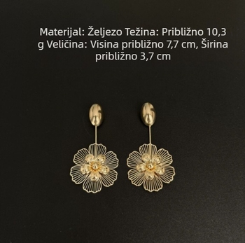 Zlatne naušnice s cvijećem, francuski retro dvorski stil, ženski nakit