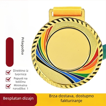 Prazna medalja od cinkovog legura s logom – ispisiva nagrada za sportska druženja i kampus natjecanja