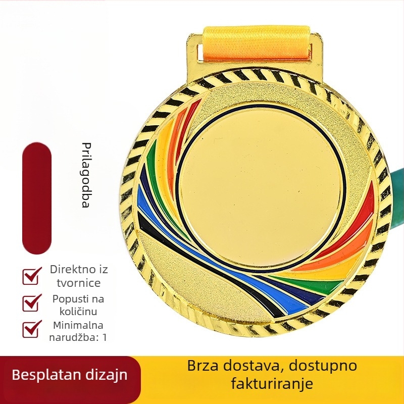 Prazna medalja od cinkovog legura s logom – ispisiva nagrada za sportska druženja i kampus natjecanja