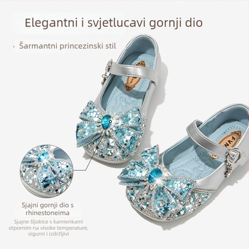 Dječje cipele Elsa plave s kristalima, za djevojčice, s Velcro kopčom
