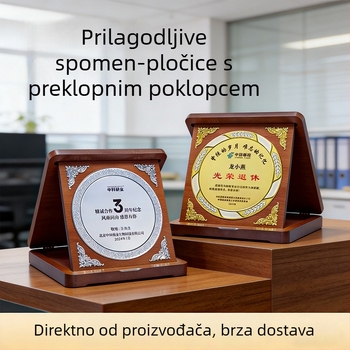 Sklopiva drvena plaketa nagrade i medalja s graviranjem i zlatnim otiskom
