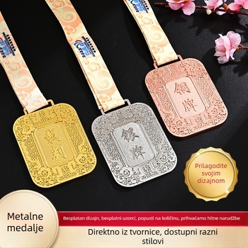 Obojane metalne medalje za sportska događanja, prilagodljive medalje za maraton u zlatnoj, srebrnoj i bakrenoj boji; proizvodnja korporativnih medalja