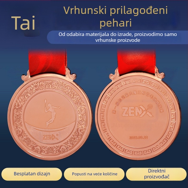Pozlaćena medalja za maraton s prilagođenim logom – vrhunska bakrena medalja