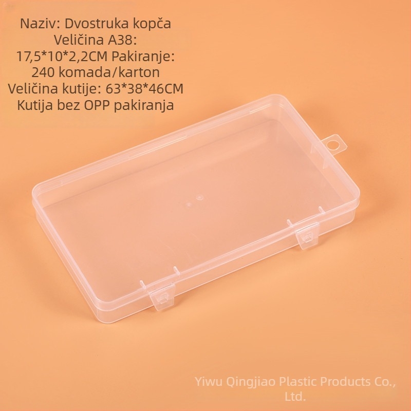 PP prozirna pravokutna kutija za skladištenje s kliznim poklopcem, 17,5 × 10 × 2,2 cm, za alate, dijelove, male predmete, mobitele, maske, bojice i školski pribor