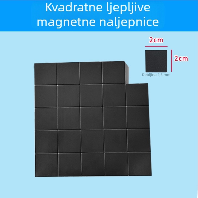Kvadratne magnetske naljepnice s ljepilom, širina 2 cm; kružni magneti; magnetske naljepnice za bijelu ploču i krednu ploču