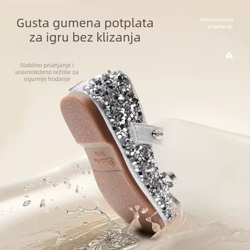 Dječje cipele princeze u korejskom stilu za proljeće i jesen, s mašnicom i šljokicama, udobna mekana potplata