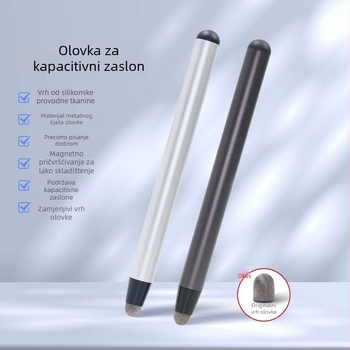 Univerzalni kapacitivni stilus za dodirne zaslone s magnetskim pričvršćivanjem, ugrađenim vrhom olovke i pokazivačem za nastavu na zaslonu