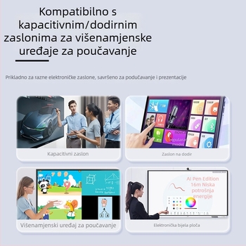 Univerzalni kapacitivni stilus za dodirne zaslone s magnetskim pričvršćivanjem, ugrađenim vrhom olovke i pokazivačem za nastavu na zaslonu