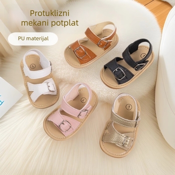 Unisex dječje sandale s gumom na đenu, dvostruki Velcro kaišići, protuklizne za prve korake