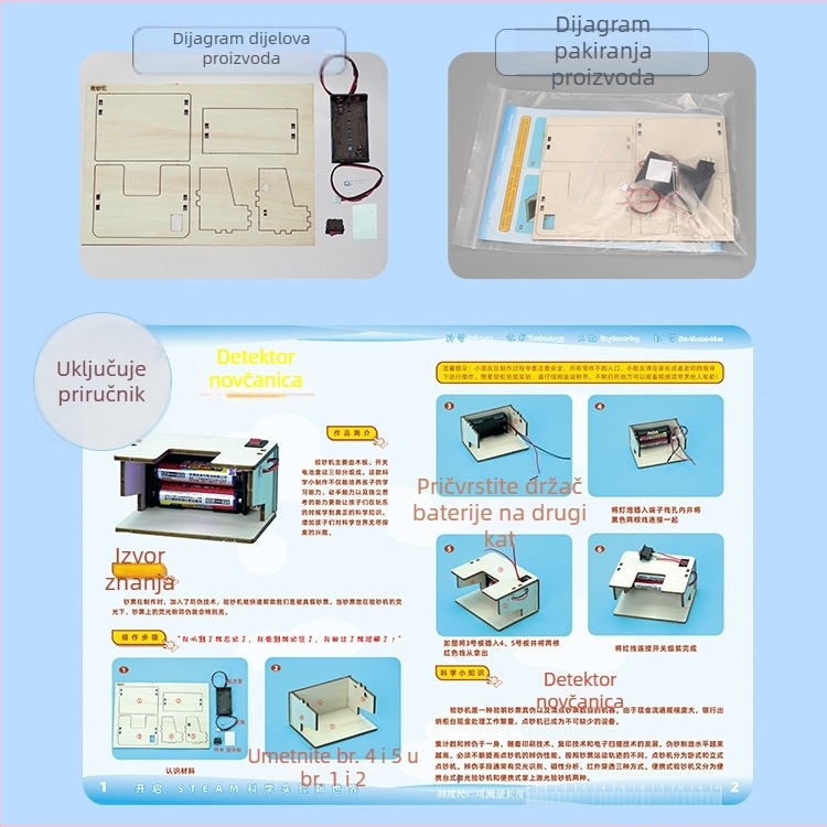 Drveni detektor banknota – edukativna znanstvena igračka za djecu, DIY set