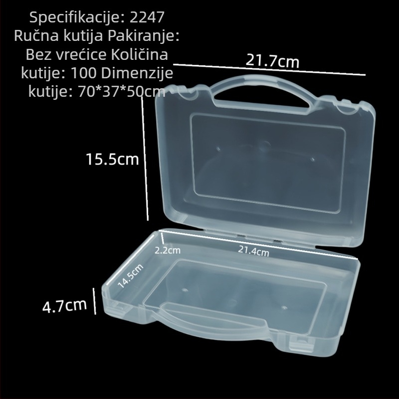 Prozirna prijenosna plastična kutija za odlaganje kozmetike, nakita, uredskih potrepština i malih predmeta