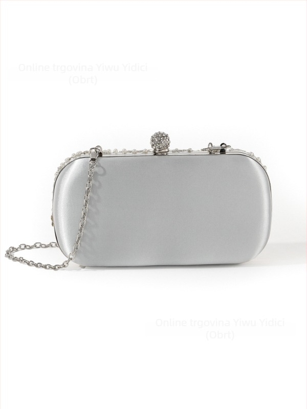 Večernja clutch torbica s rhinestones i perlama, ručno izvezena perlicama u kineskom stilu