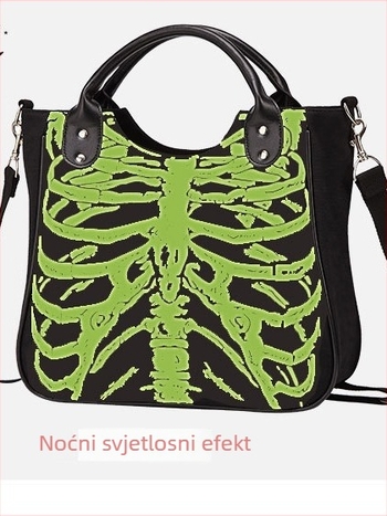 Ženska platnena Tote torba velike kapacitete, print lubanje koja svijetli u mraku, proljeće 2025
